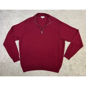 Peter Millar Mens Burgundy Merino Wool Lyocell Blend 1/4 Zip Sweater XXL